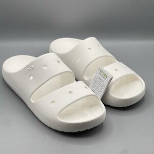 Crocs Men's 13 White Slides Lightweight Classic Sandals V2 Sports Open Toe